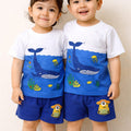Kids Dolphin Sea 2Pcs Suit - Blue & White