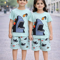 Kids Shark Print 2 Pcs Suit - Mint Green