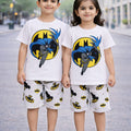 Kids Batman Print 2 Pcs Suit - White