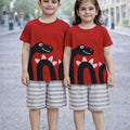 Kids Snack Dino Print 2 Pcs Suit - Red