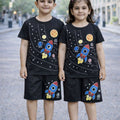 Kids All Over Space Print 2 Pcs Suit - Black