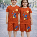 Kids All Over Space Print 2 Pcs Suit - Brown