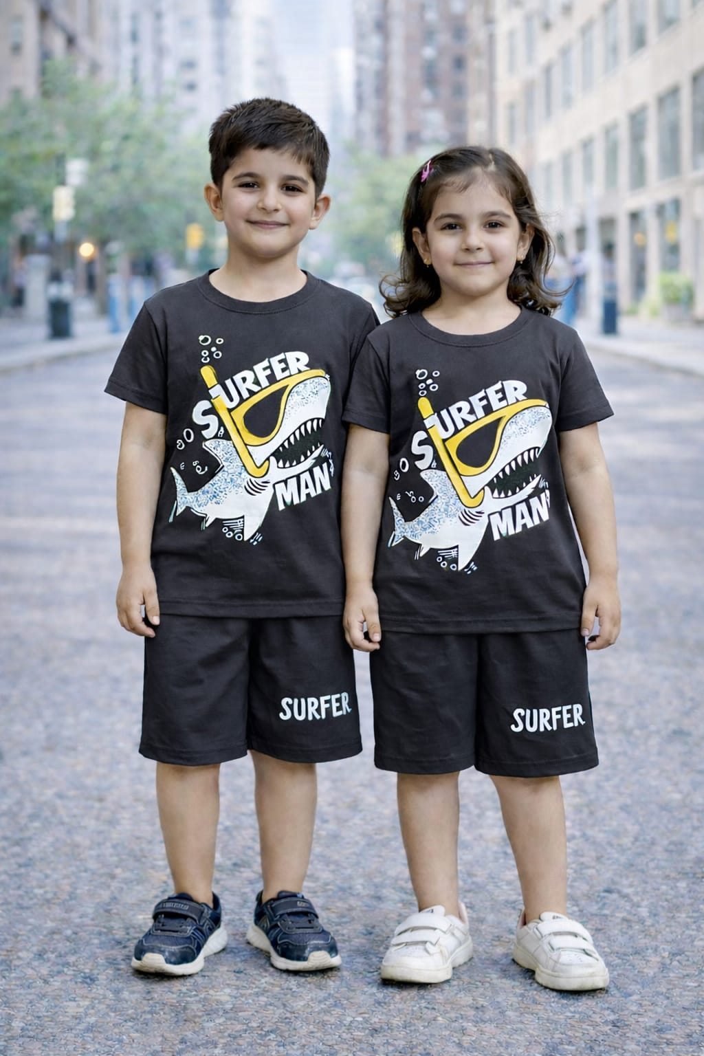 Kids Surfer Fish 2 Pcs Suit - Black