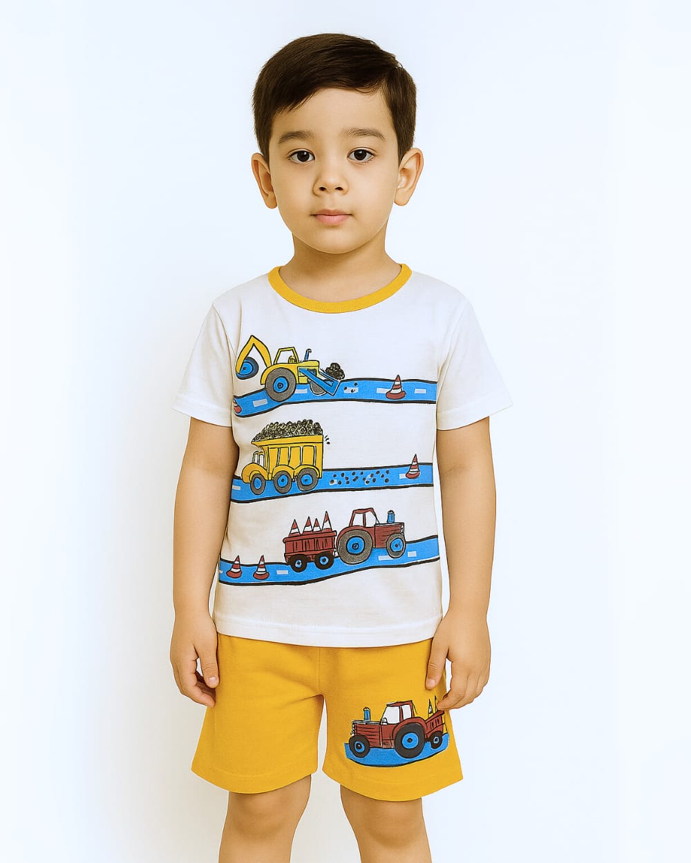 Kids Track Print 2 Pcs Suit - White
