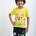 Kids Tiger Face Print 2 Pcs Suit - Yellow