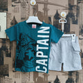 Kids Captain 2Pcs Suit - Green & Gray