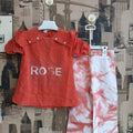 Girls Rose Print 2Pcs Suit