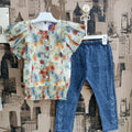 Girls Flower Denim 2Pcs Suit