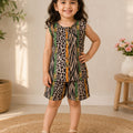 Girls Leopard & Zebra Print Summer Co-Ord Set