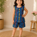 Girls Blue Leopard Print Summer Co-Ord Set