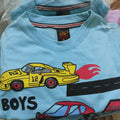 Kids 3 Car Print Night Suit - Sky Blue