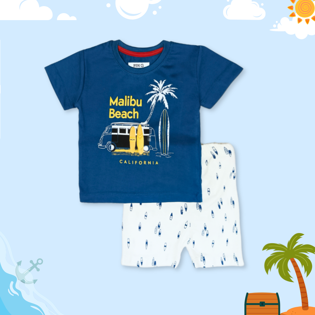 Kids Beach Printed 2 Pcs Suit - Blue