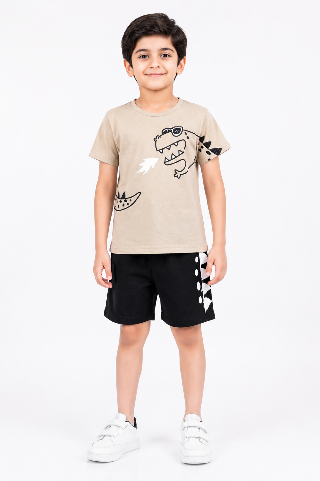 Boys Dino Adventure Summer Suit - Beige