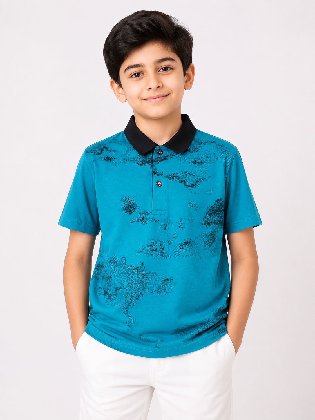 Boys Tie & Dye Polo T-Shirt - Green