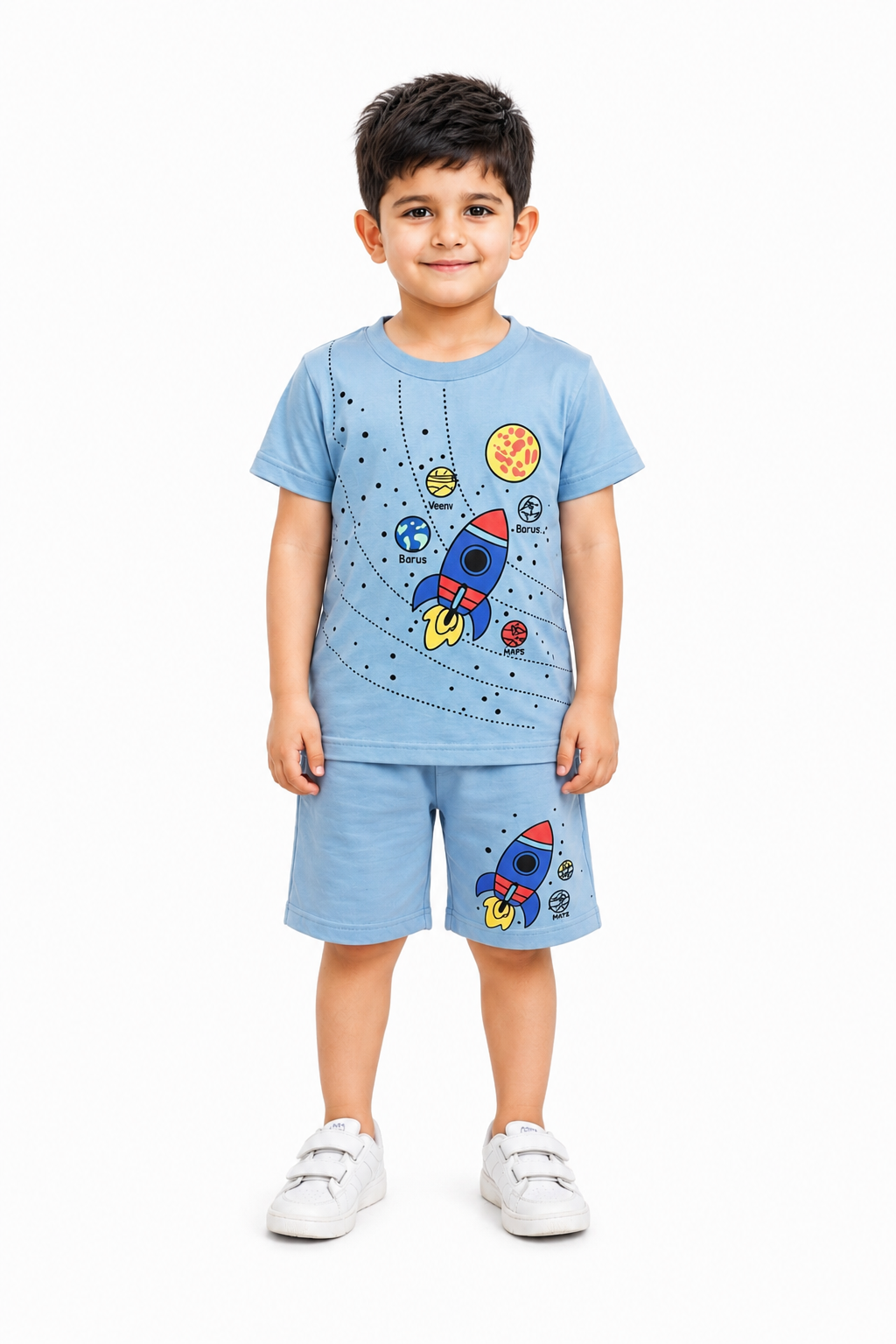 Kids All Over Space Print 2 Pcs Suit - Skye Blue