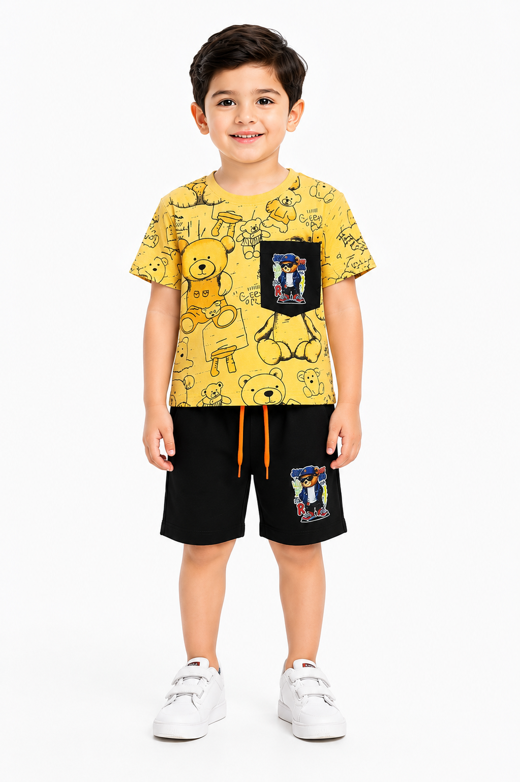 Boys Bear Print 2Pcs Suit