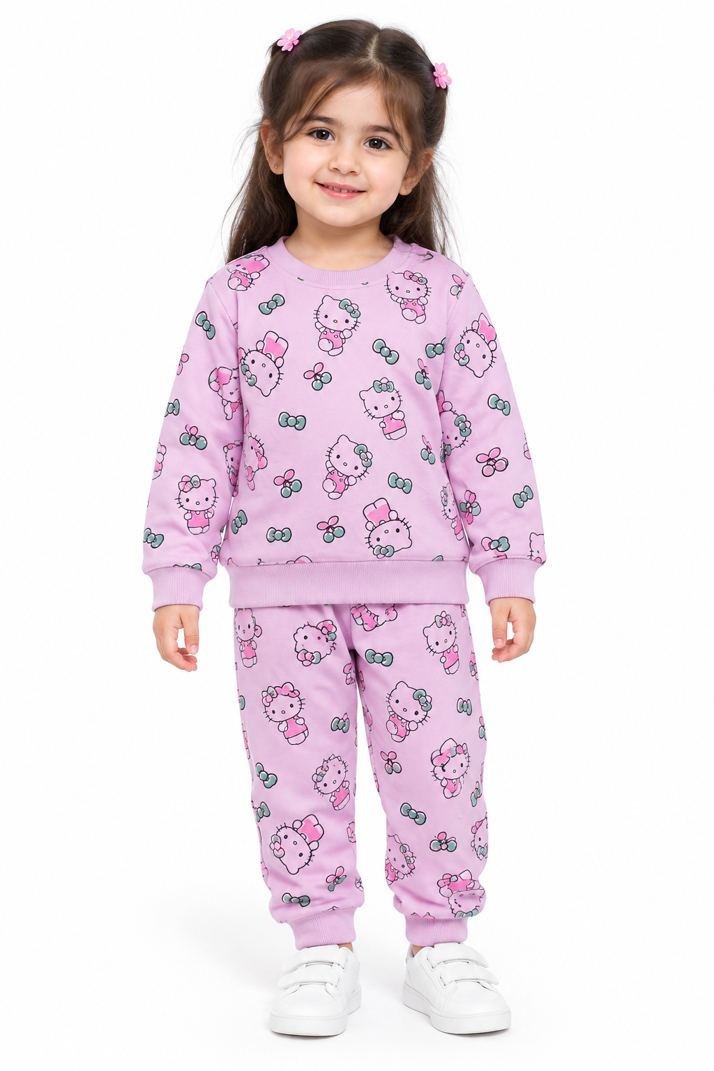 Girls Hello Kitty Print Fleece Tracksuit | Pink