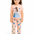 Girls Doll Print 2 Pcs Suit - Orange