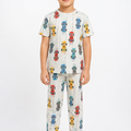 Kids Racing Car All Over Night Suit - White