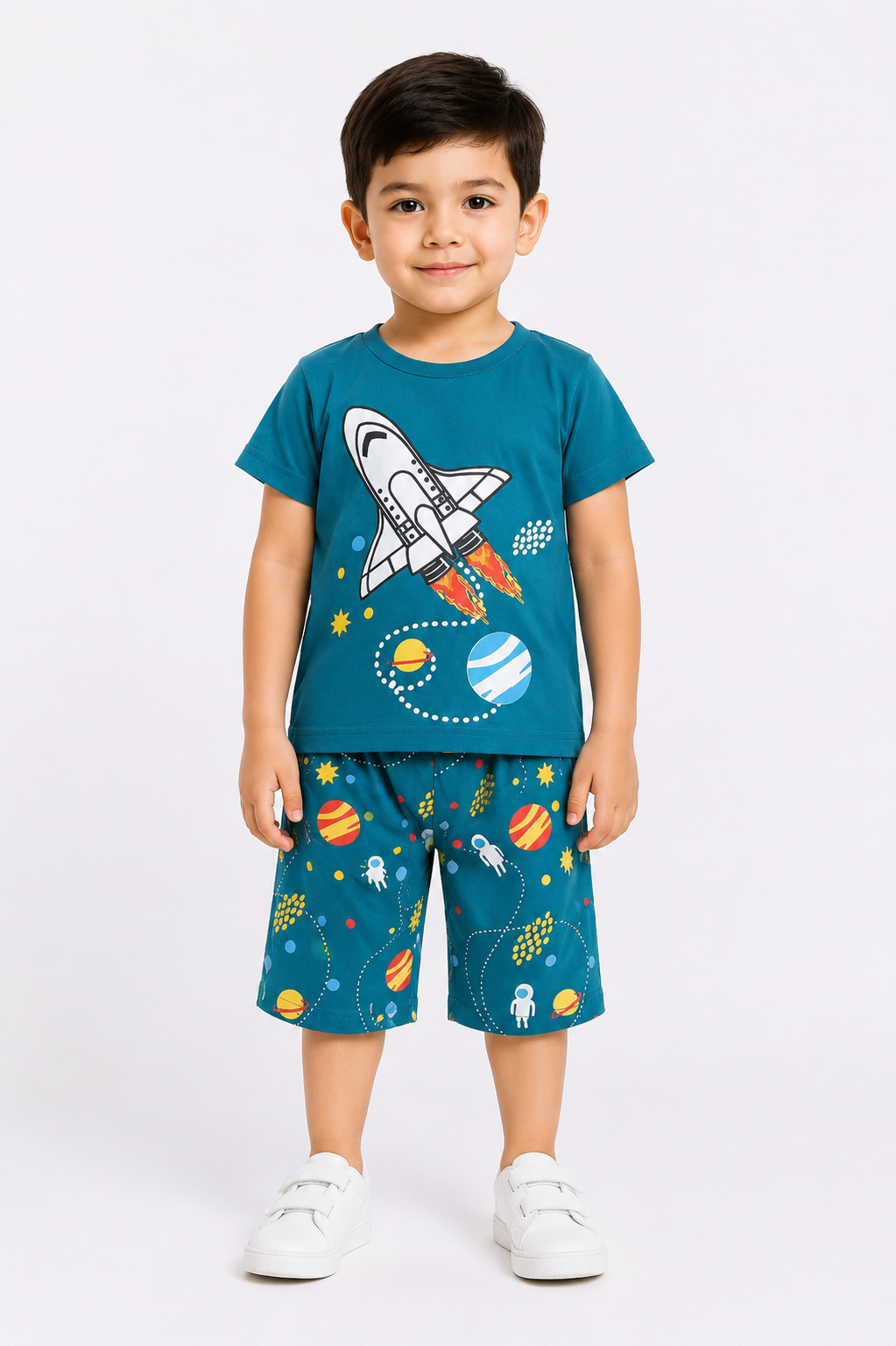 Kids Space Print 2 Pcs Suit - Green