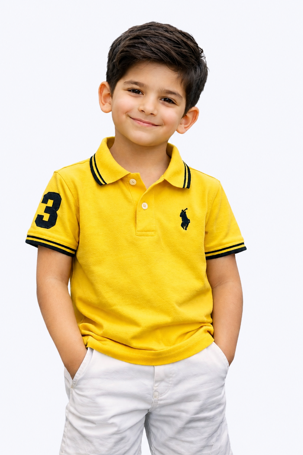 Boys Polo Logo Plan T-Shirt - Yellow