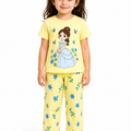 Girls Doll Print 2 Pcs Suit - Yellow
