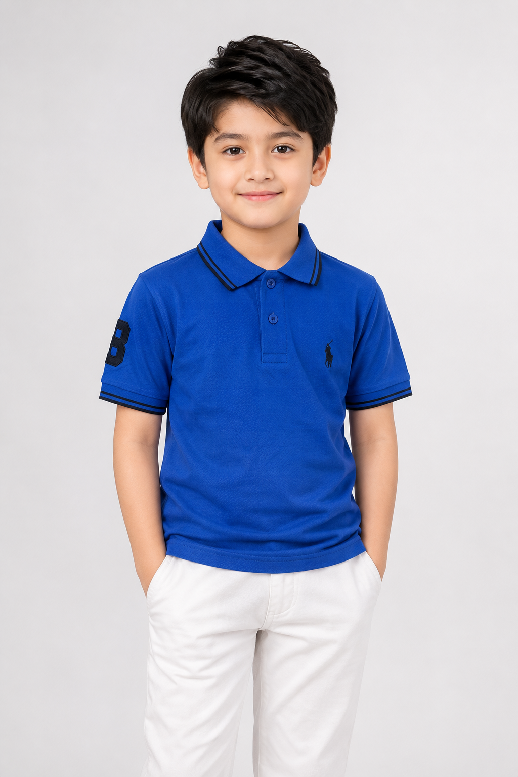 Boys Polo Logo Plan Pk T-Shirt - Blue