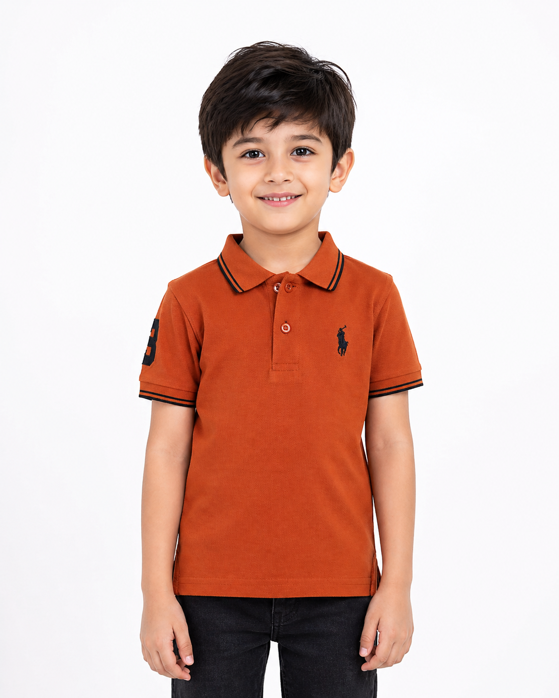 Boys Polo Logo Plan Pk T-Shirt - Rust