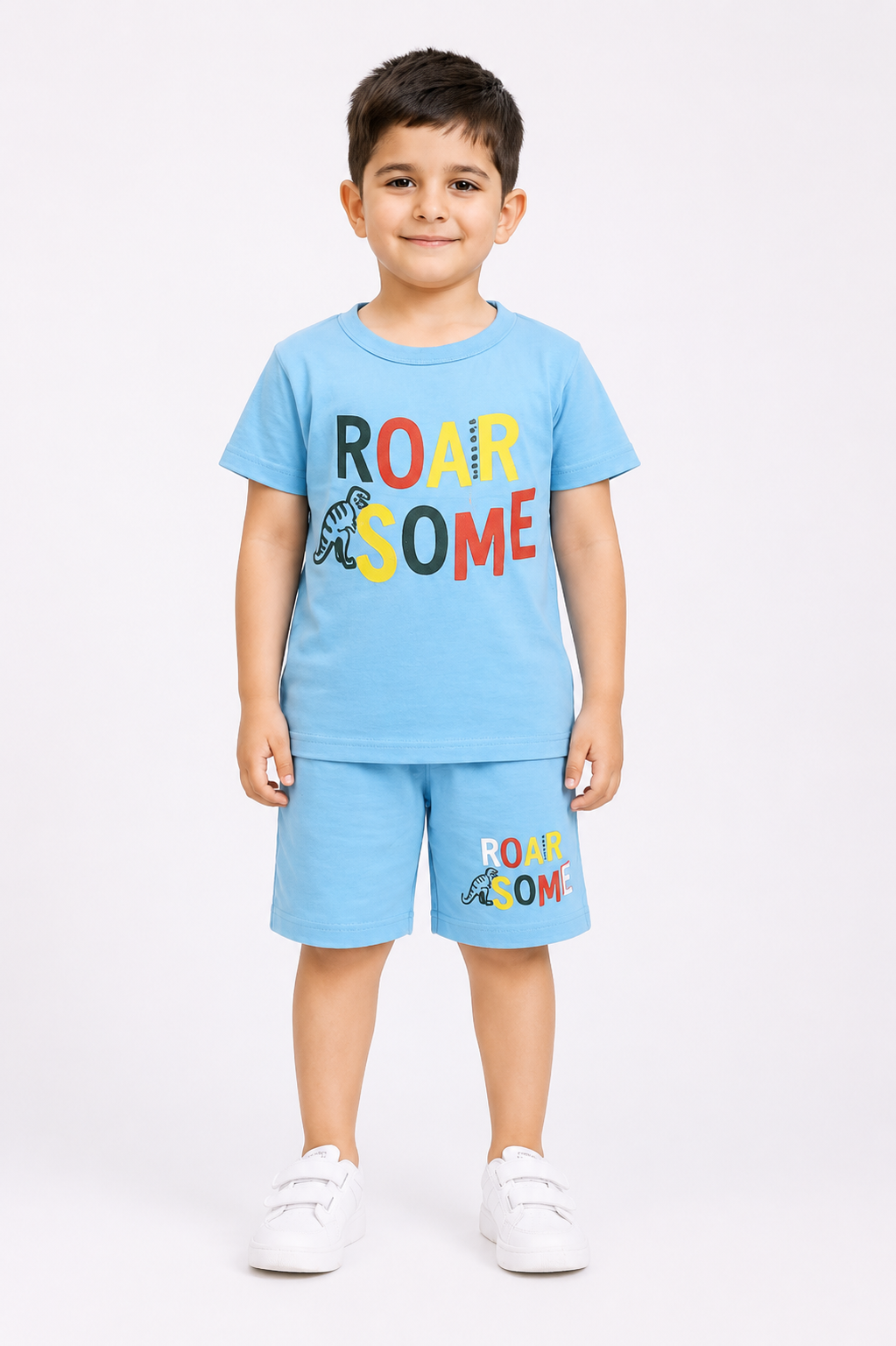 Kids Roar Some Print 2 Pcs Suit - Skye Blue