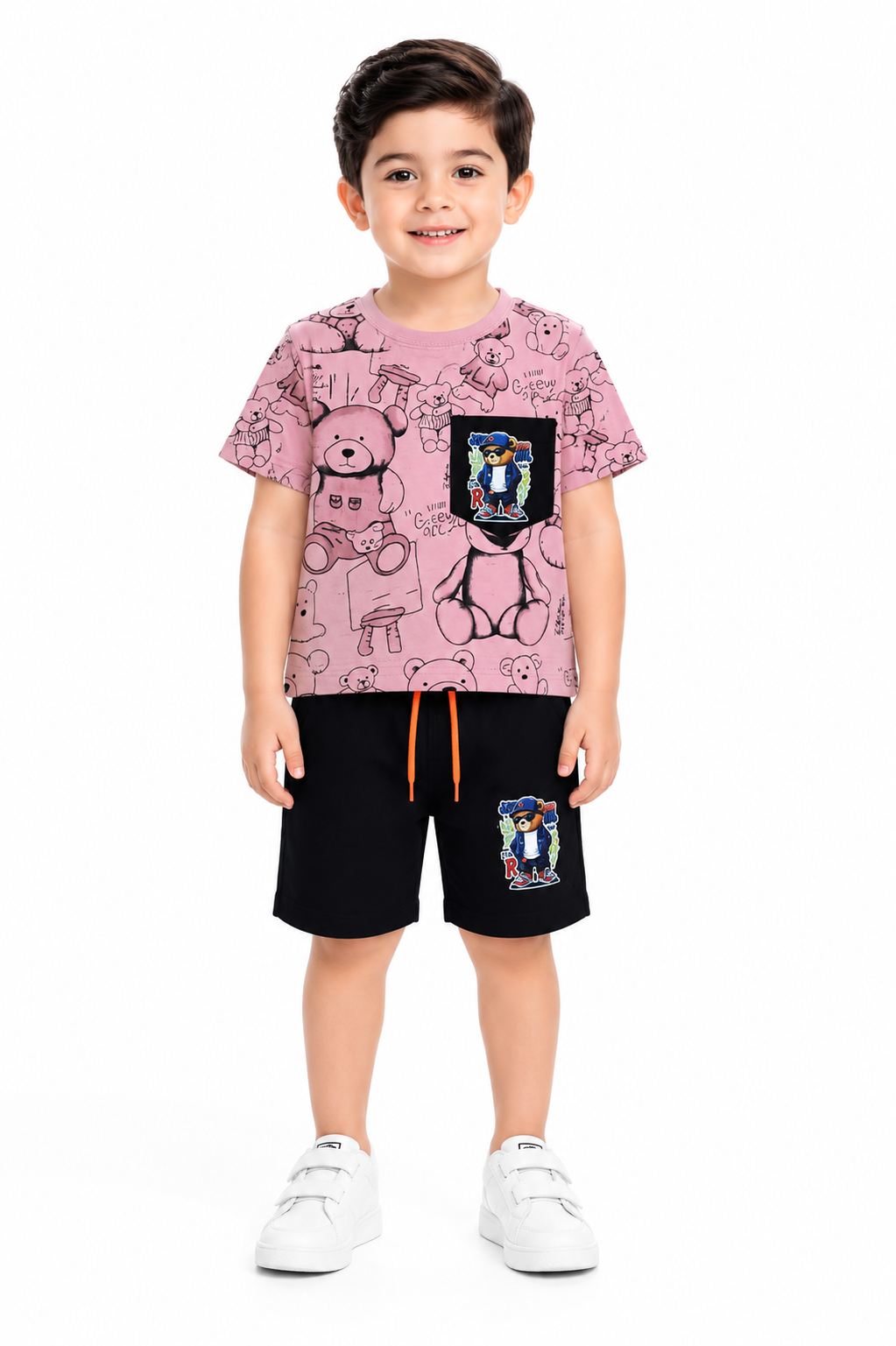 Boys Bear Print 2Pcs Suit