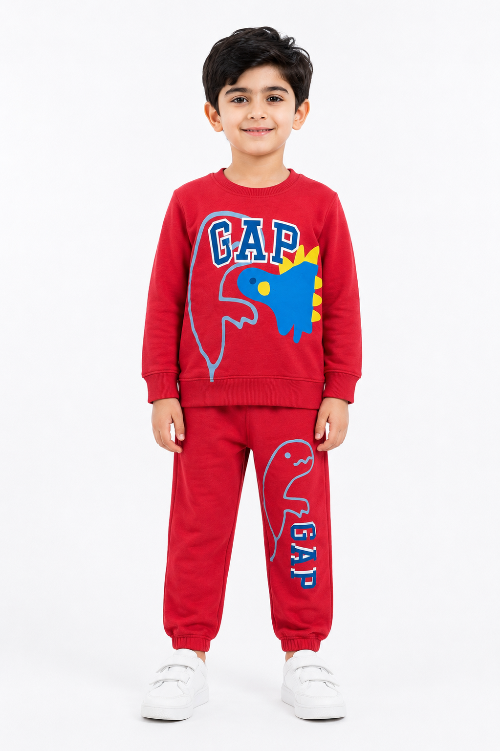 Boys GAP Dinosaur Fleece Winter Track Suit - Red