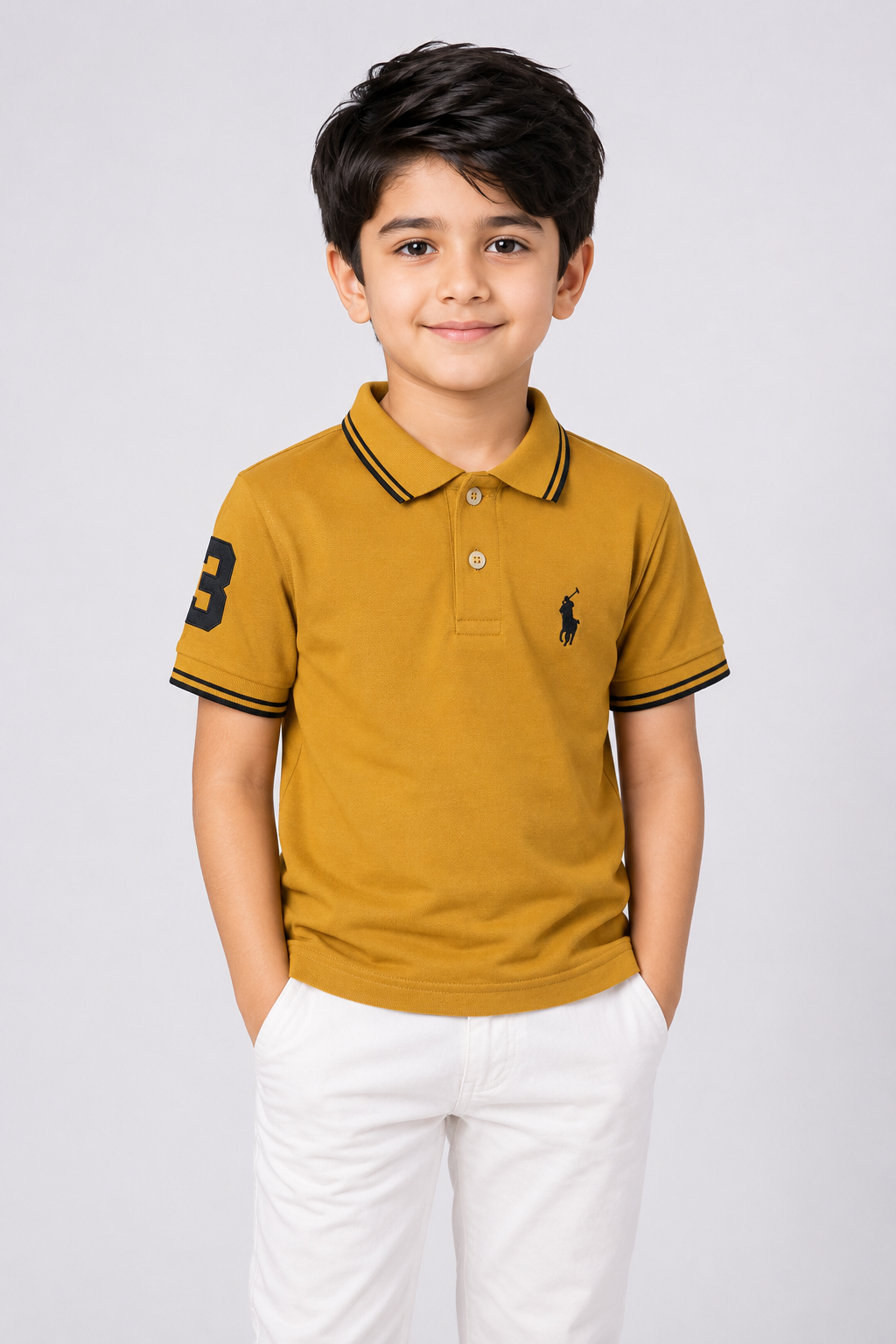Boys Polo Logo Plan Pk T-Shirt - Mustard