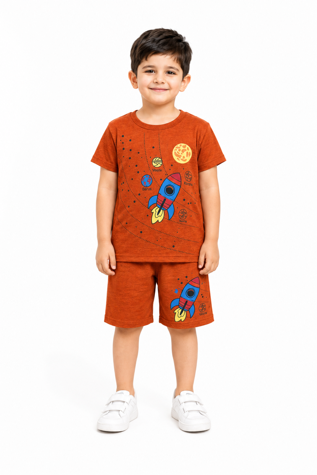 Kids All Over Space Print 2 Pcs Suit - Brown