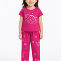 Girls Dino Star Print 2 Pcs Suit - Pink