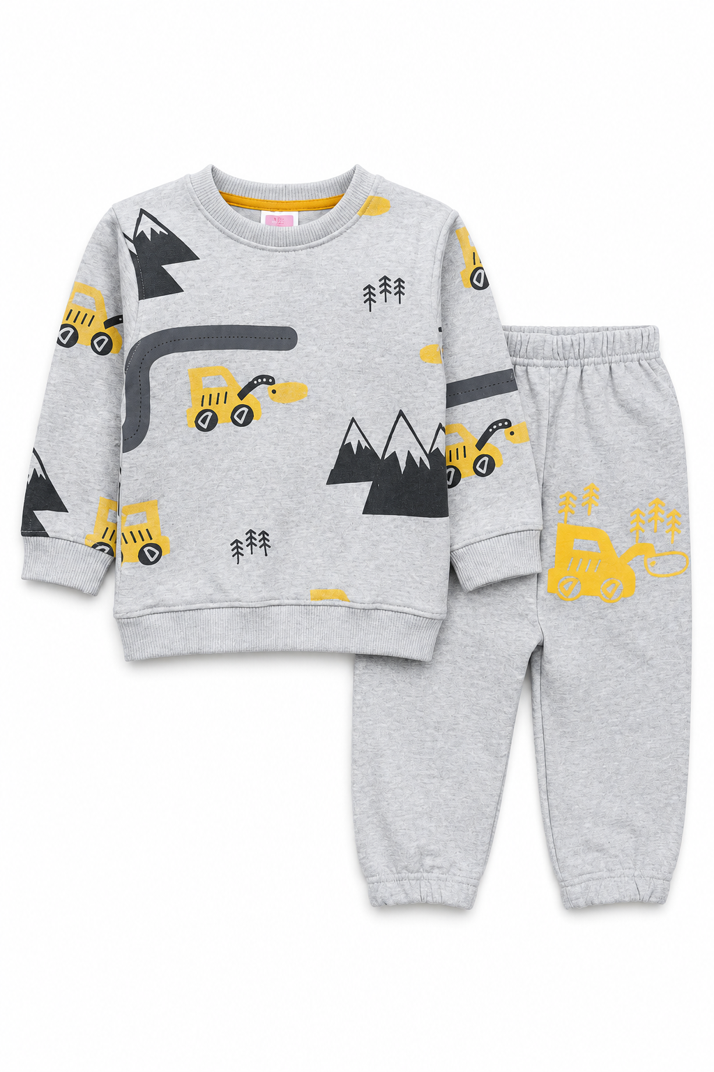 Boys Construction Truck Print Winter Track Suit - Gray