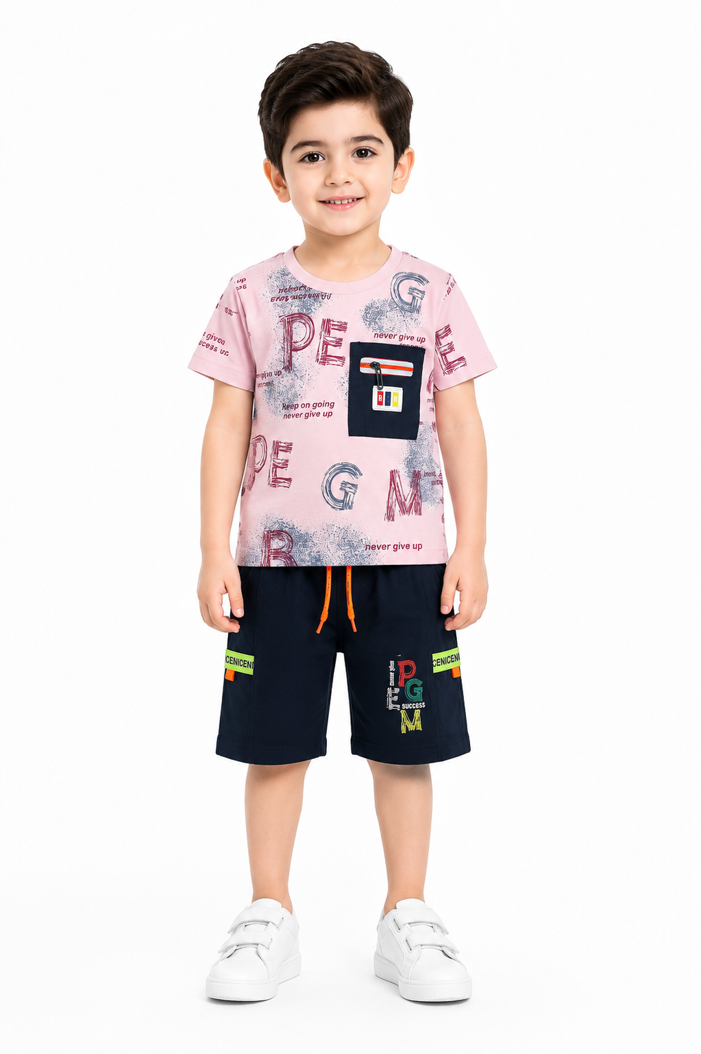 Boys PE RUN Print 2Pcs Suit