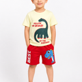 Kids Follow The Roar Dino 2Pcs Suit - Yellow & Red