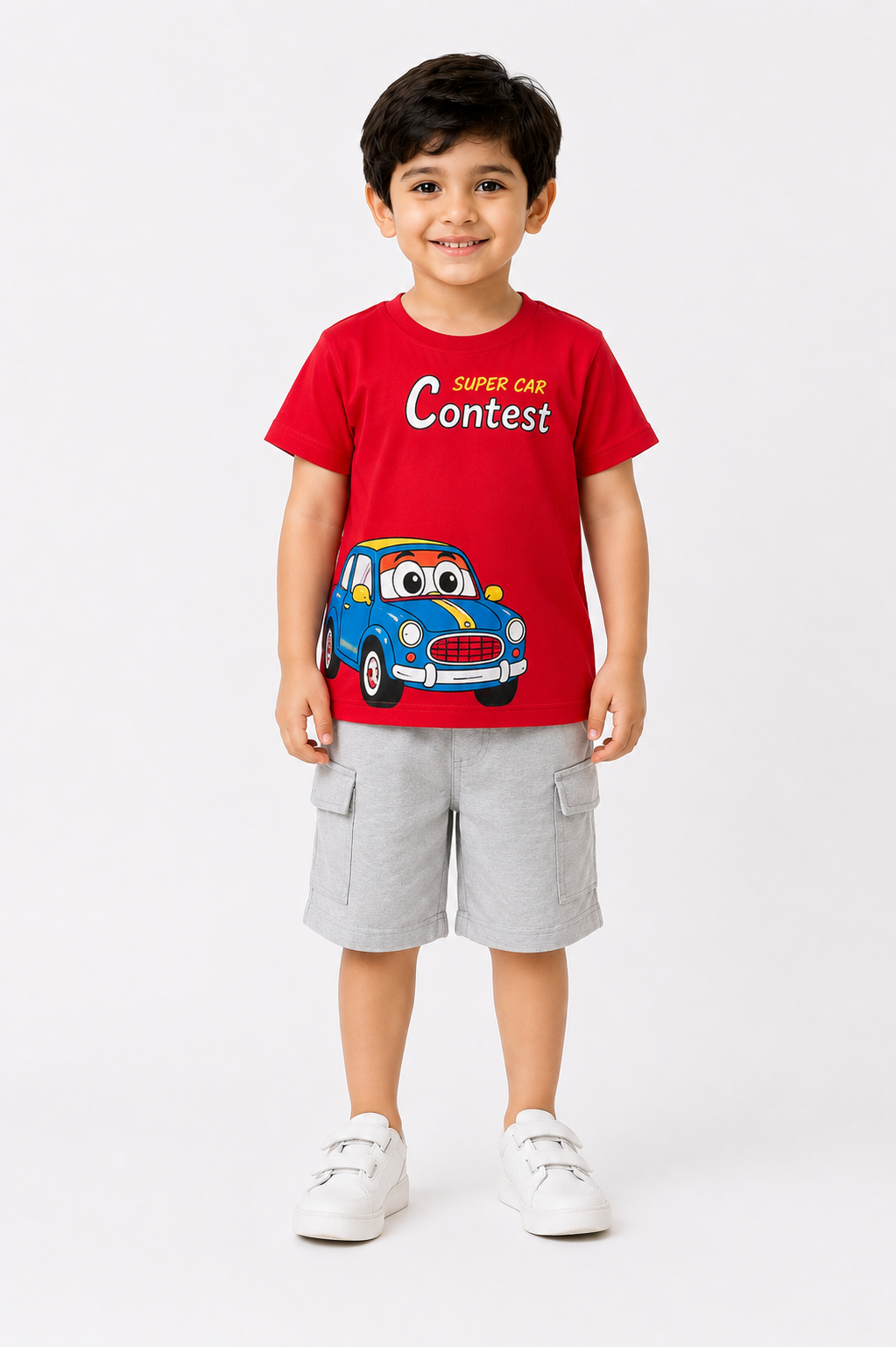 Boys Super Car Contest 2Pcs Suit - Red