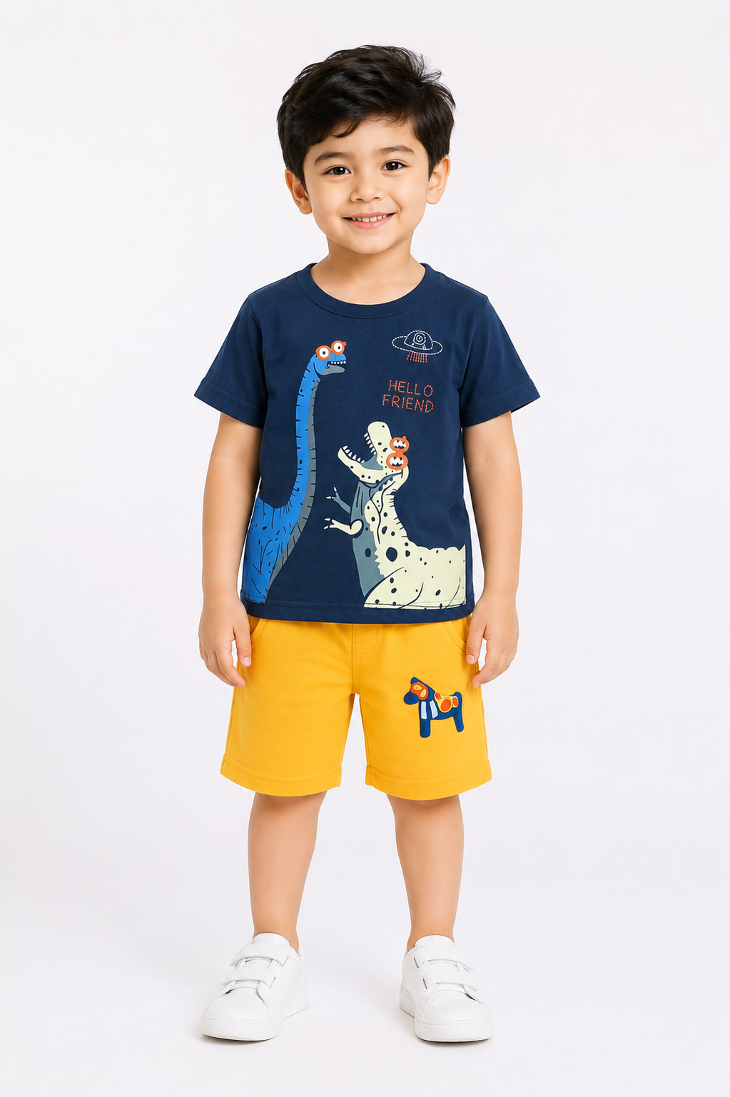 Kids Hello Friend Dino 2 Pcs Suit - Blue