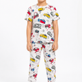 Kids Multi Truck Night Suit - White