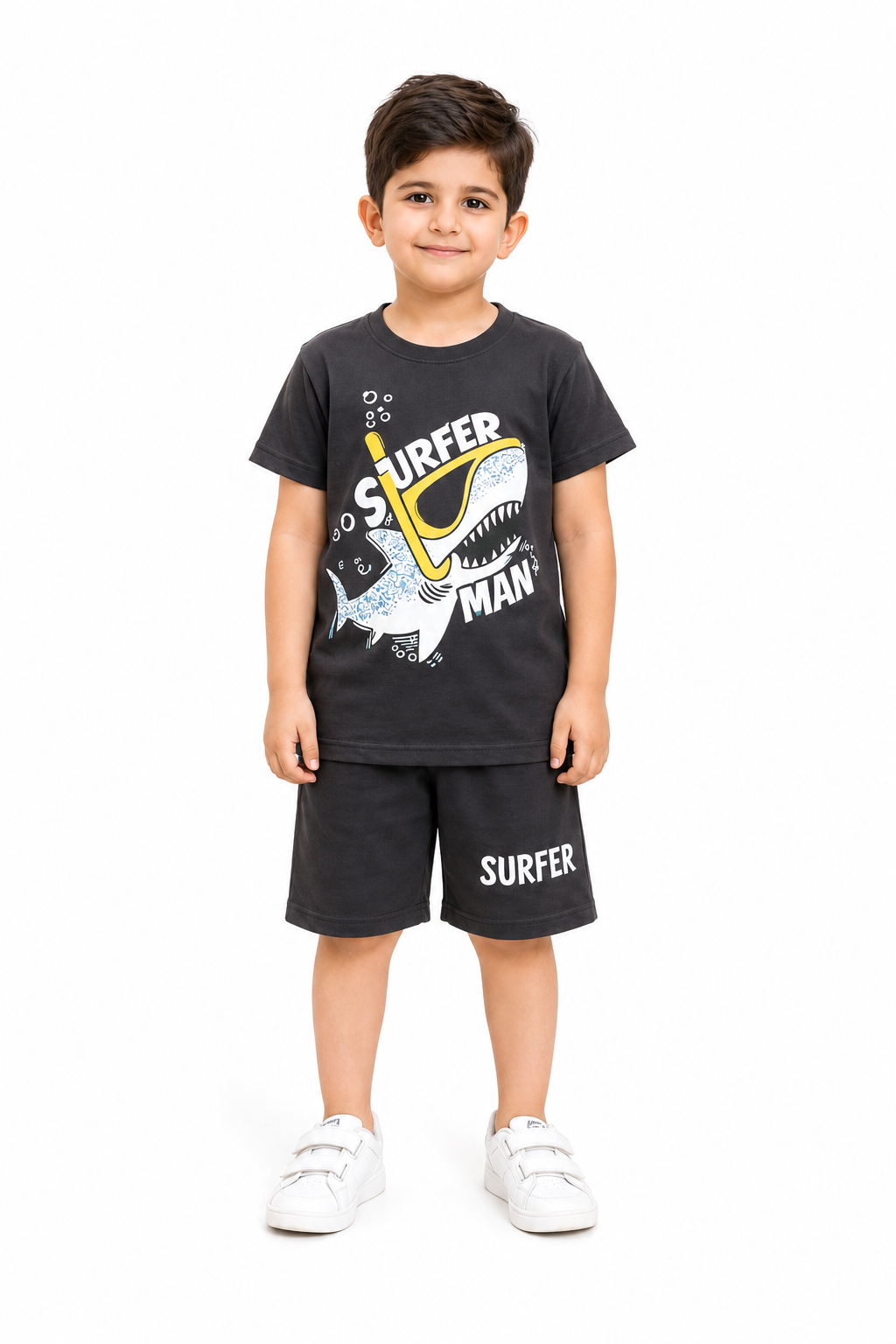 Kids Surfer Fish 2 Pcs Suit - Black