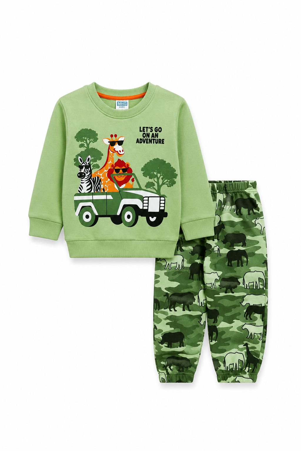 Boys Safari Adventure Print Winter Track Suit - Green