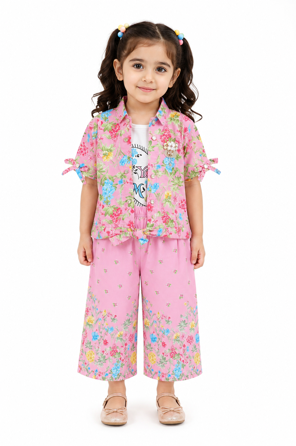 Girls All Over Flower Print 2Pcs Suit