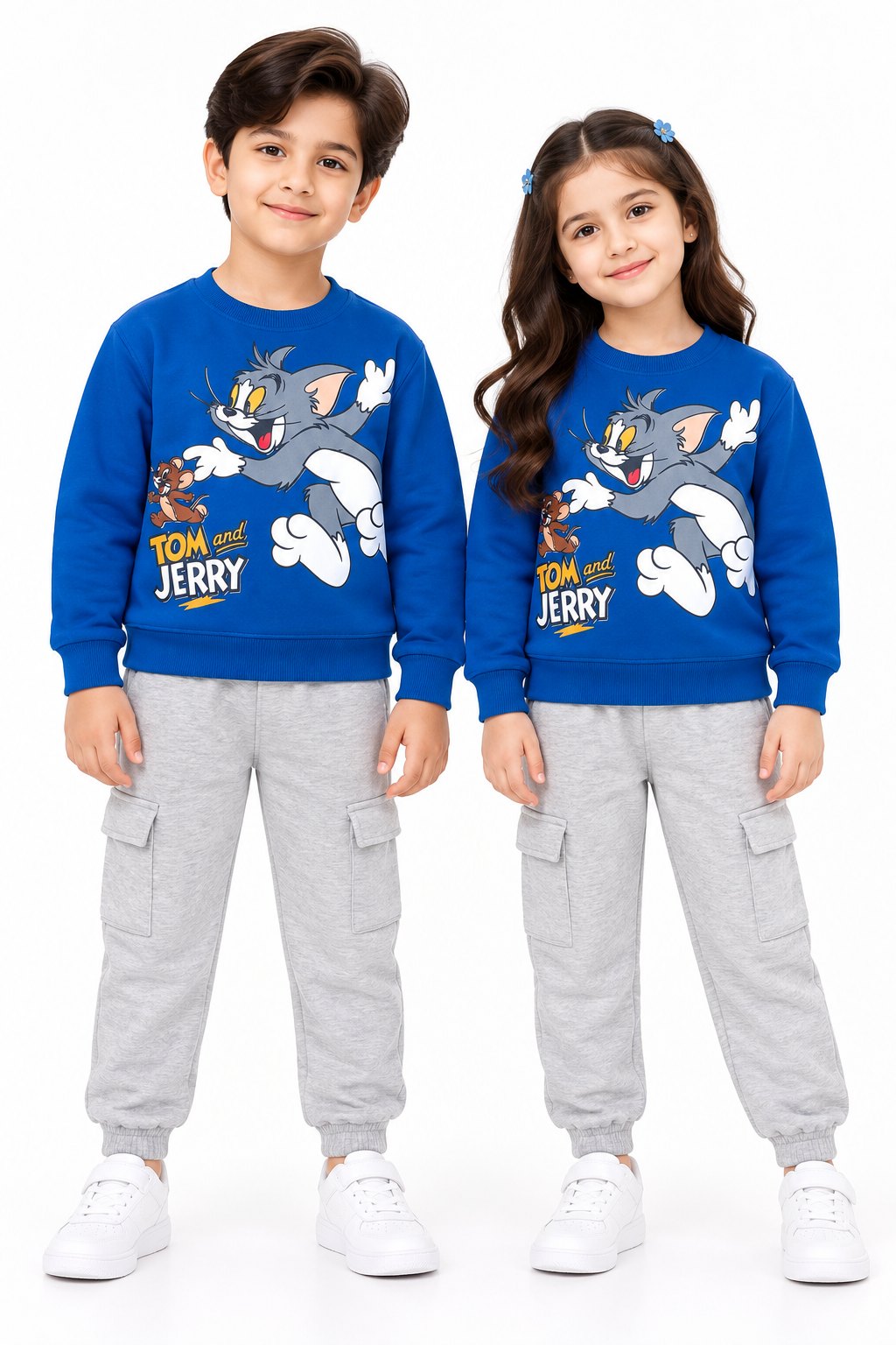 Kids Tom & Jerry Printed Tracksuit | Blue & Grey