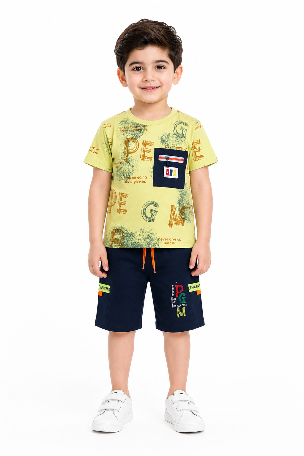 Boys PE RUN Print 2Pcs Suit