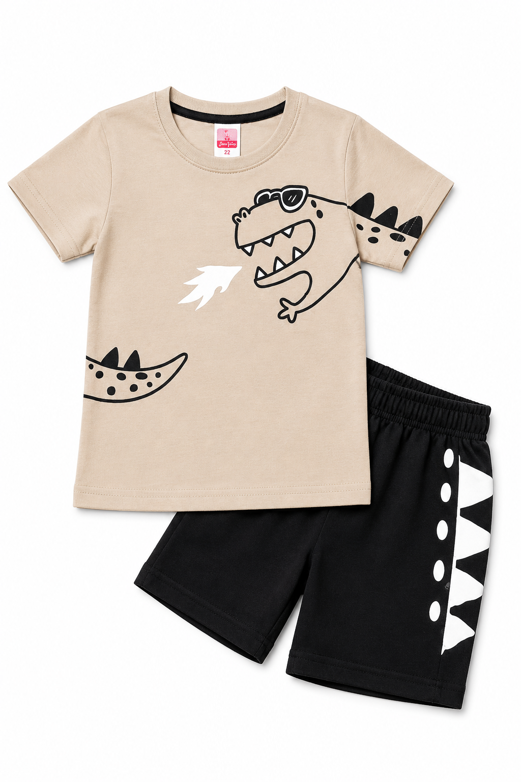 Boys Dino Adventure Summer Suit - Beige