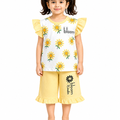 Girls Bloom Sunflower Print 2Pcs Suit